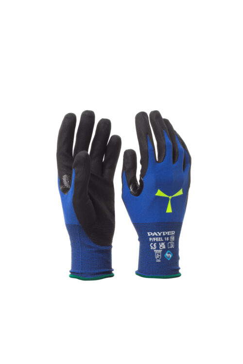 Guante de nailon/elastano refuerzo de nitrilo entre pulgar e índice [P/FEEL 18]