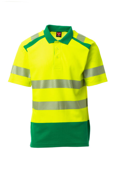 Polo bicolor de manga cortade  alta visibilidad con canalé y costuras cubiertas [ROAD] Unisex