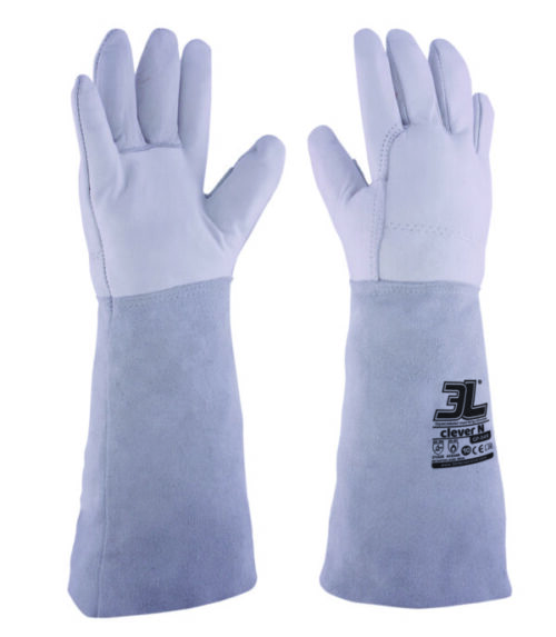 Guante de piel y manga de serraje Elástico en dorso Forro interior tejido afelpado [CLEVER N]