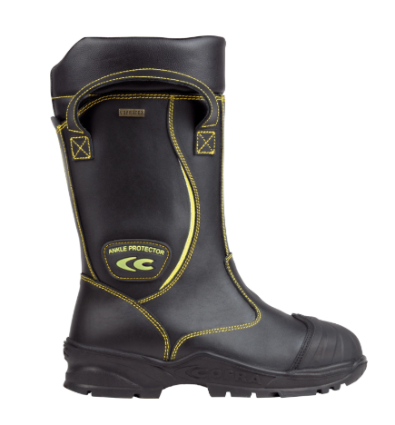 Bota de seguridad con empeine de piel ignífuga, hidrófuga y protección anticorte [NO STREAMER F2A AN CI HI3 SRC - A E P FO WRU WR CI HI AN CR HRO SRC]