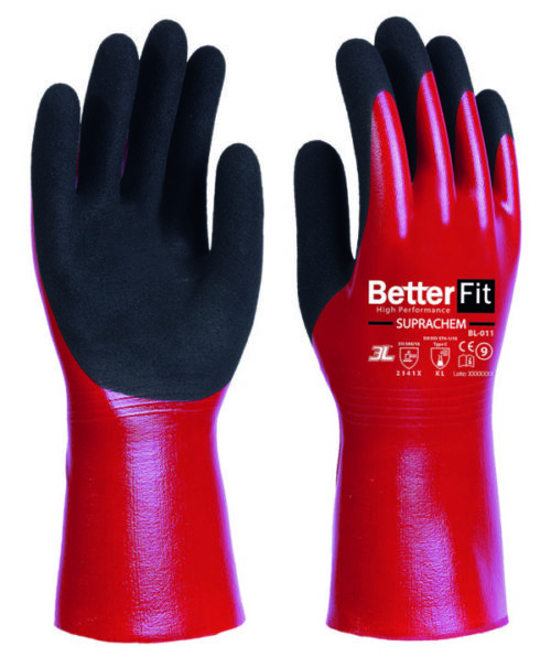 Guante químico flexible y ligero con recubrimiento 360º PVC y segunda capa de nitrilo [SUPRACHEM]