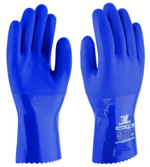 Guante de PVC con resistencia a productos químicos, hidrocarburos y solventes [SUPER OIL 28]