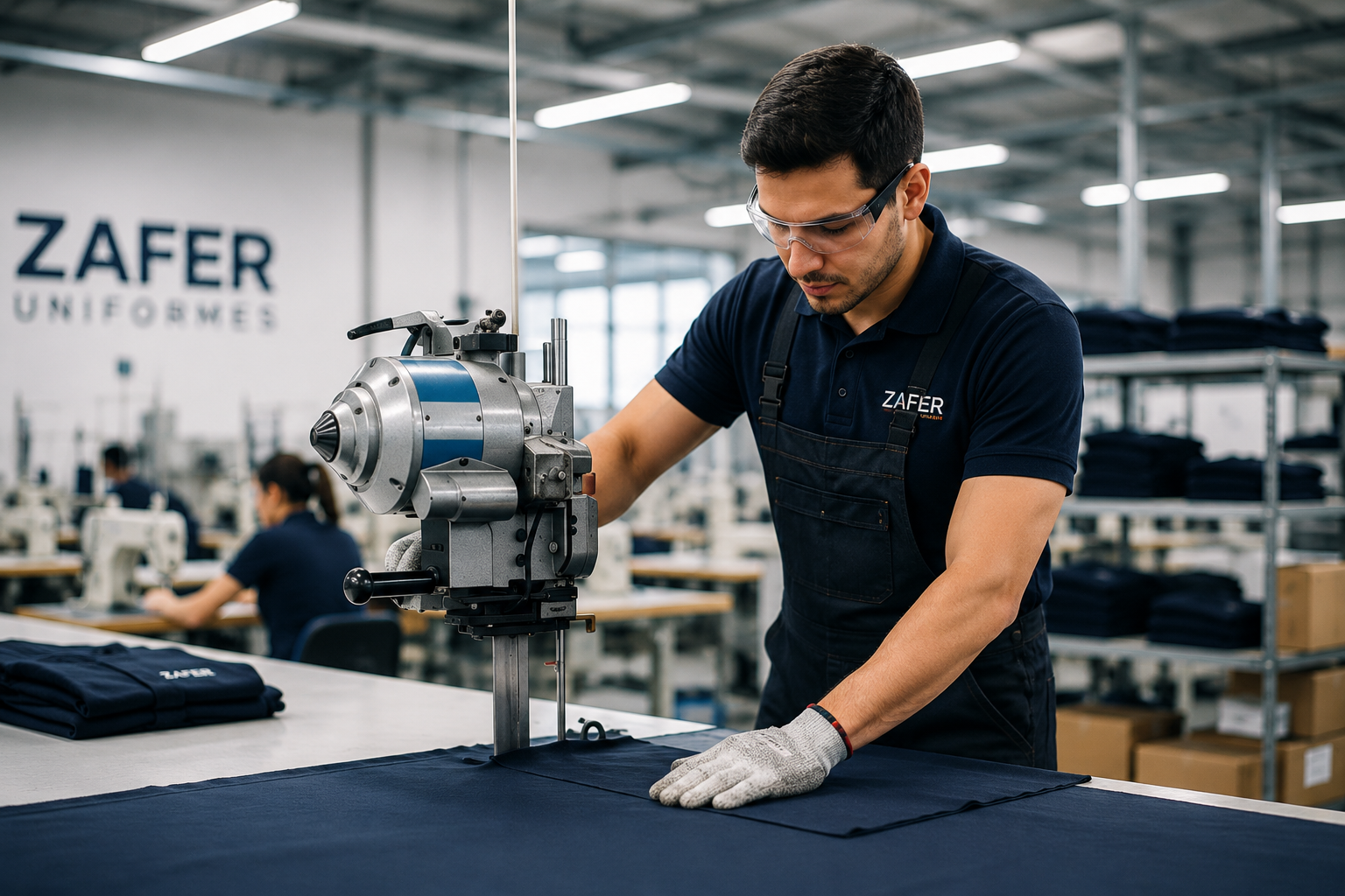 Corte a máquina de tejido para ropa laboral a medida - Zafer Uniformes