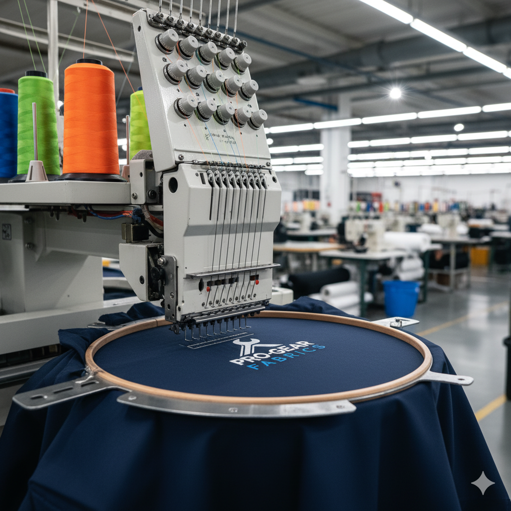 Bordado de logotipo en uniformes laborales a medida - Zafer Uniformes