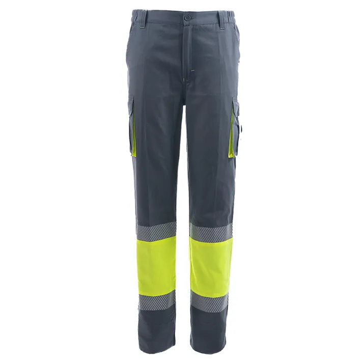 zafer uniformes y ropa de trabajo pantalon alta visibilidad dos bolsillos laterales gris amarillo1