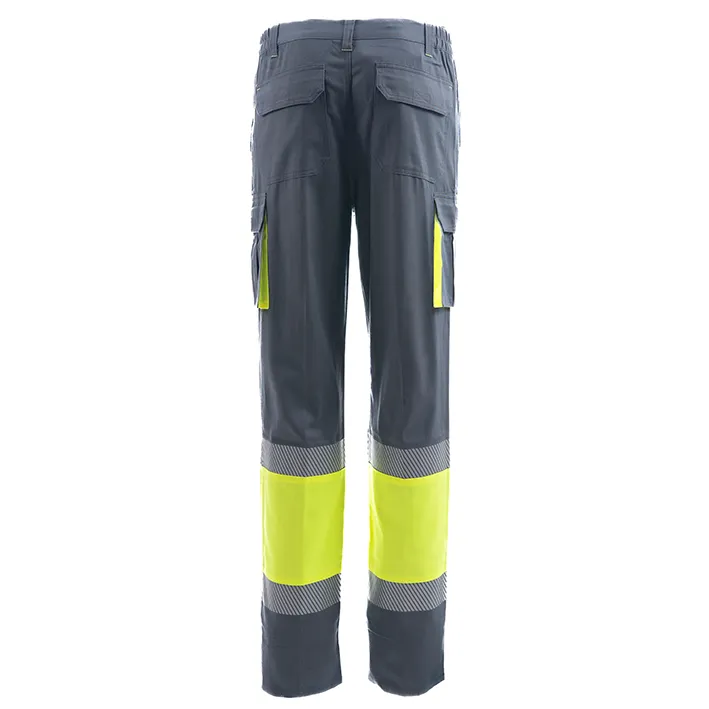 zafer uniformes y ropa de trabajo pantalon alta visibilidad dos bolsillos laterales gris amarillo2
