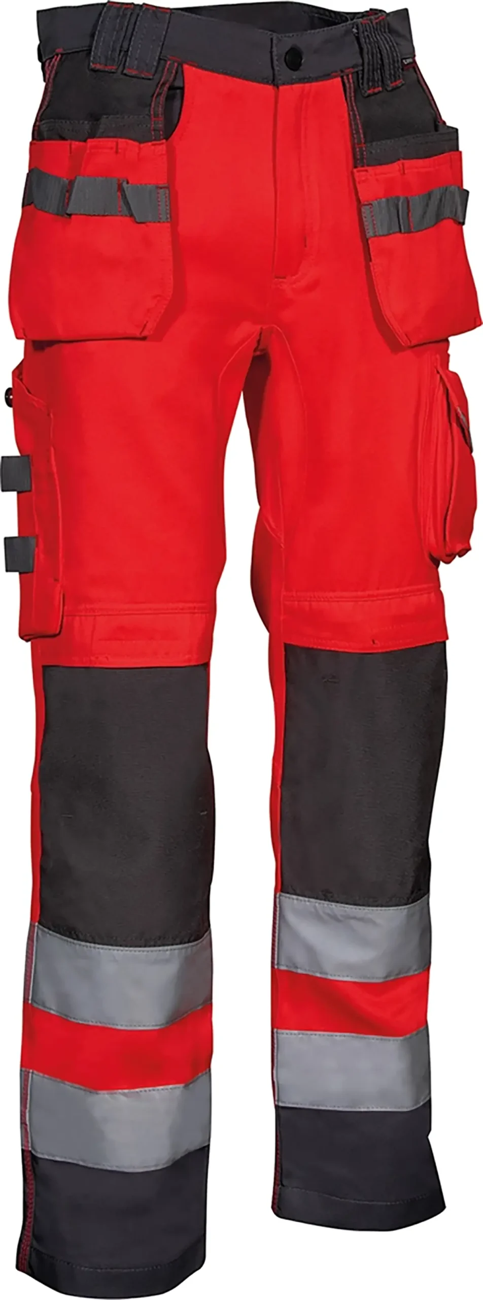 zafer uniformes y ropa de trabajo pantalon alta visibilidad bolsillos delanteros bandas insertos reflectantes rojo1