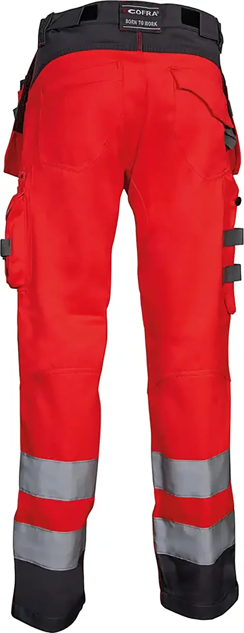 zafer uniformes y ropa de trabajo pantalon alta visibilidad bolsillos delanteros bandas insertos reflectantes rojo2