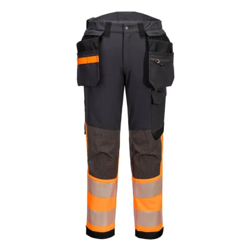 zafer uniformes y ropa de trabajo pantalon alta visibilidad ergonomico cintura trasera talle alto naranja1