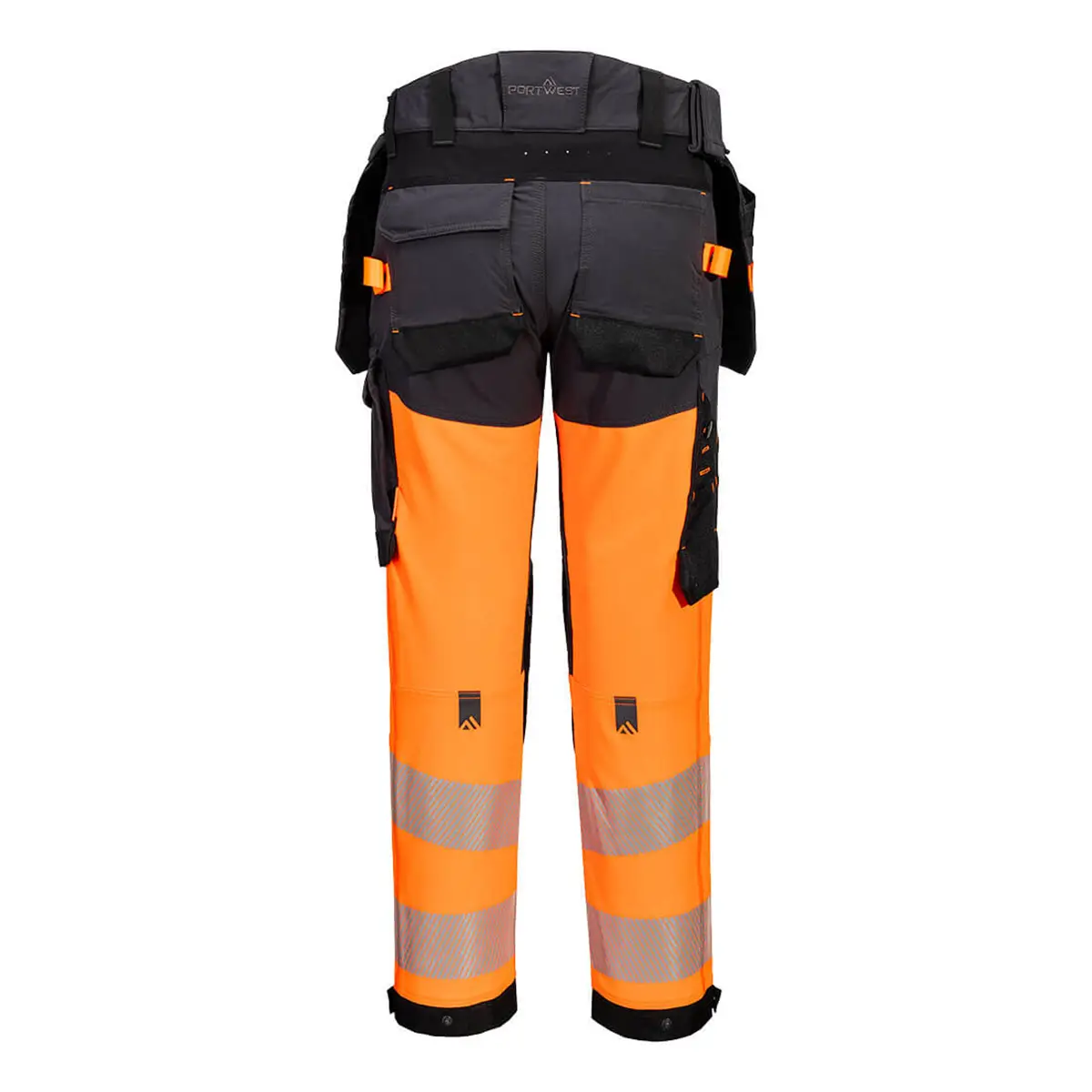 zafer uniformes y ropa de trabajo pantalon alta visibilidad ergonomico cintura trasera talle alto naranja2