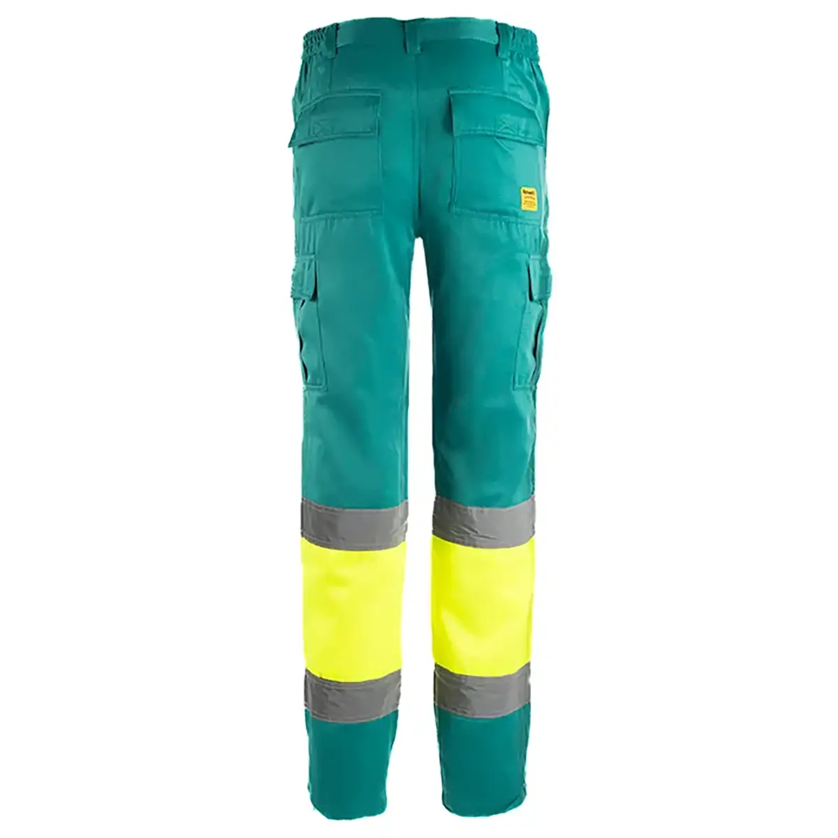 zafer uniformes y ropa de trabajo pantalon alta visibilidad multibolsillo dos bandas reflectantes perneras amarillo verde2