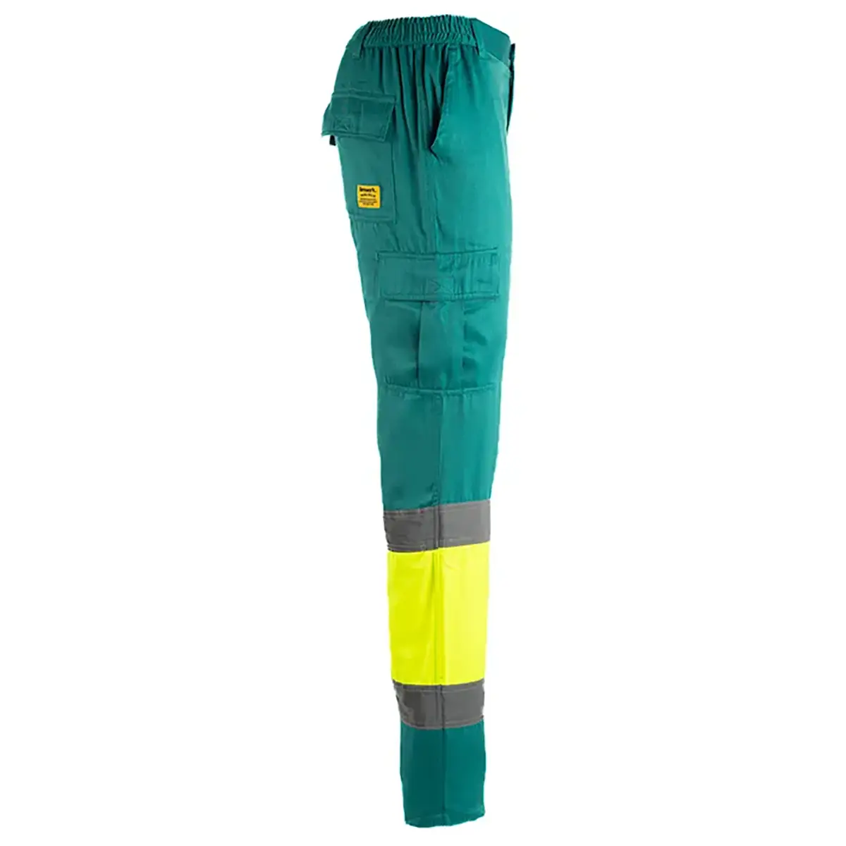 zafer uniformes y ropa de trabajo pantalon alta visibilidad multibolsillo dos bandas reflectantes perneras amarillo verde3