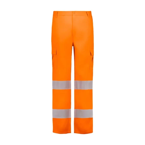 zafer uniformes y ropa de trabajo pantalon alta visibilidad multibolsillo monocolor dos bandas reflectantes naranja1