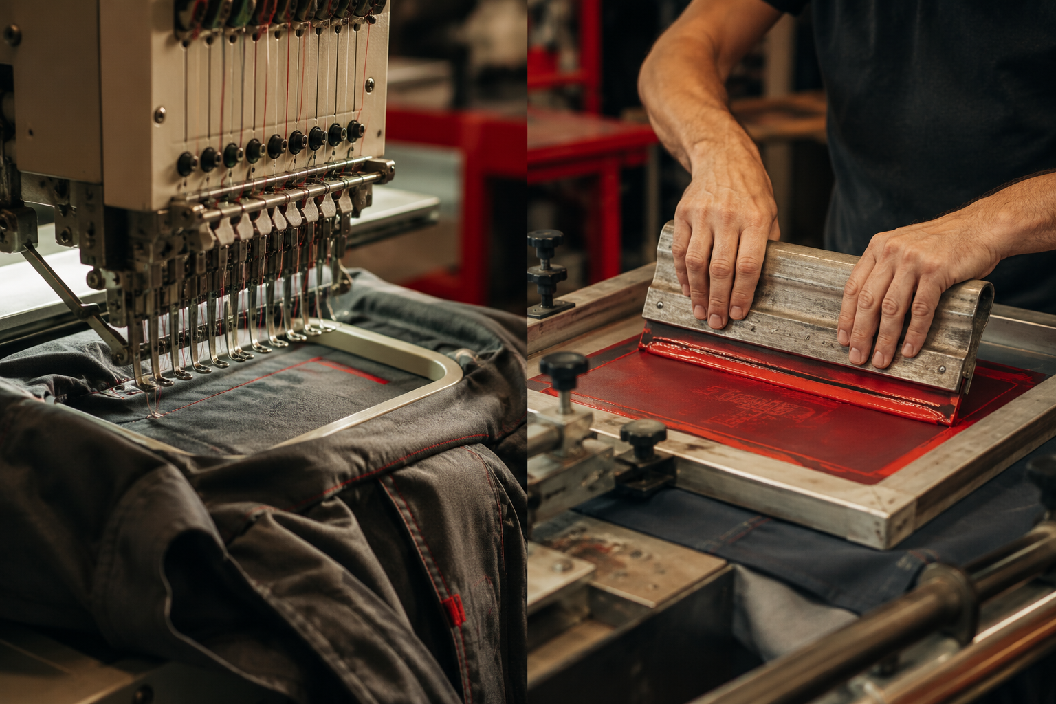 Personalización de ropa laboral con bordado y serigrafía del logo de empresa