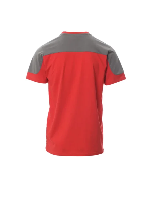 zafer uniformes y ropa de trabajo camiseta bicolor con costuras de cuello cubiertas rojo2