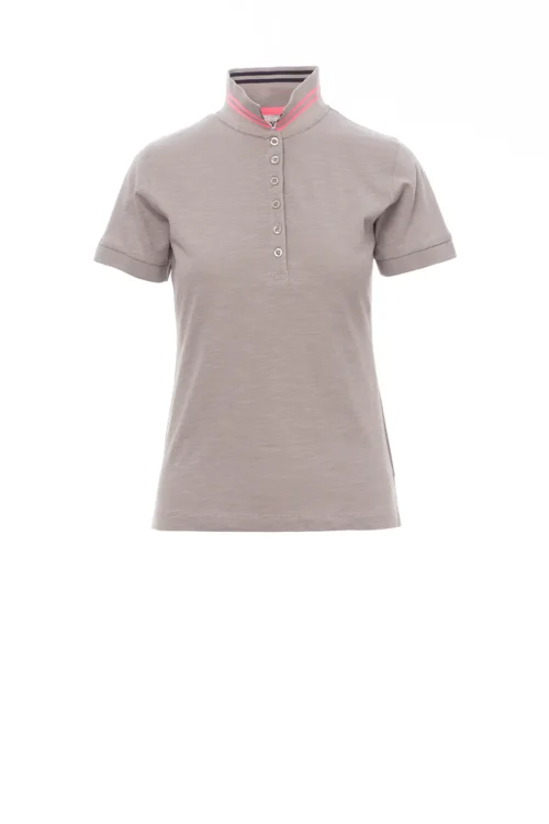 zafer uniformes y ropa de trabajo camiseta cenida de manga corta con seis botones efecto nacar gris1