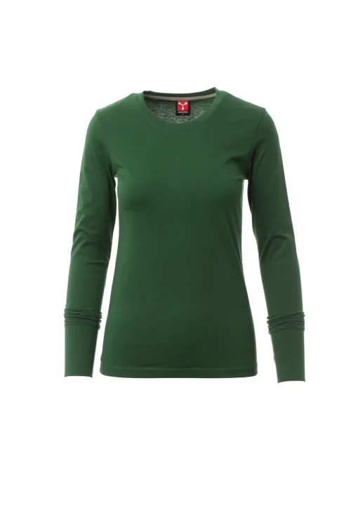 zafer uniformes y ropa de trabajo camiseta cenida de manga larga de cuello redondo verde1