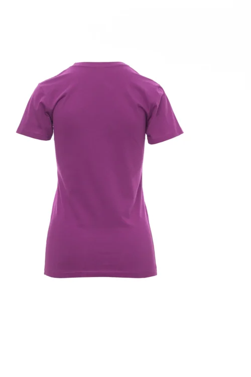 zafer uniformes y ropa de trabajo camiseta manga corta cenida de cuello redondo con banda elastica cuello violeta de verano2