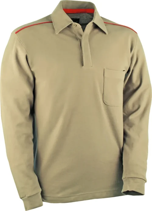 zafer uniformes y ropa de trabajo polo de manga larga con punos elasticos beige