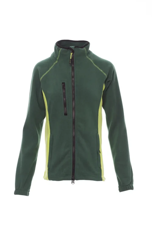 zafer uniformes y ropa de trabajo forro polar cenido de dos tonalidades con cremallera plastico verde (1)