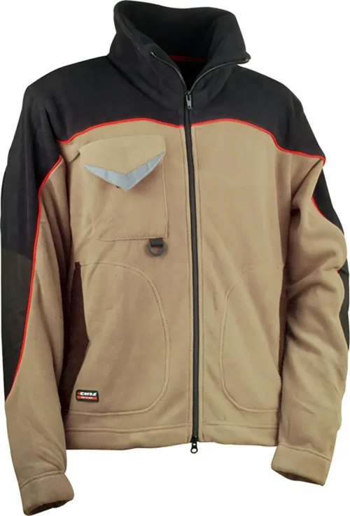 zafer uniformes y ropa de trabajo forro polar con bolsillos bajo prenda y cierre de cremallera beige negro