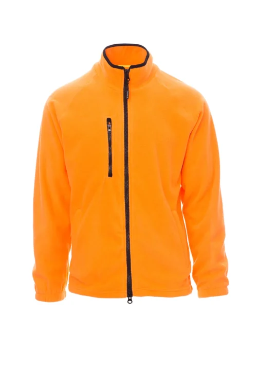 zafer uniformes y ropa de trabajo forro polar con cremallera de plastico negra naranja (1)