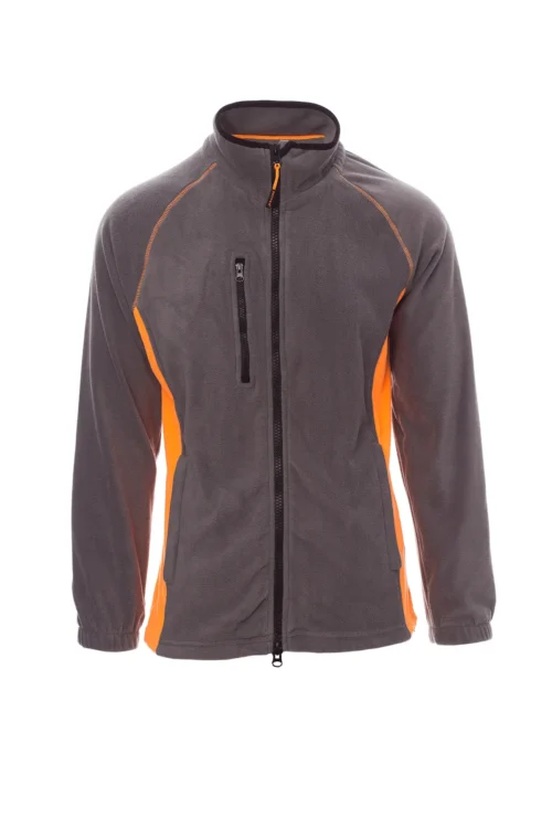 zafer uniformes y ropa de trabajo forro polar con dos tonalidades y cremallera de plastico gris naranja (1)