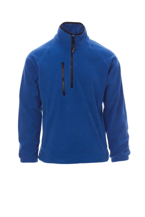 zafer uniformes y ropa de trabajo forro polar con media cremallera de plastico azul real (1)
