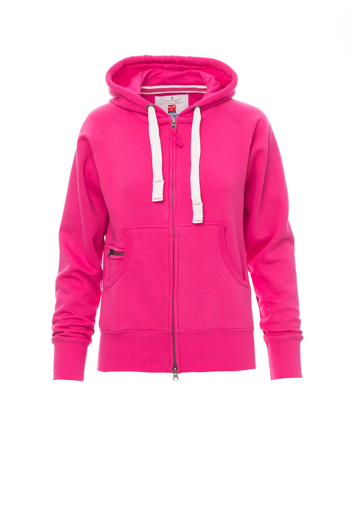 zafer uniformes y ropa de trabajo sudadera cenida con capucha y cremallera sbs completa fucsia (1)