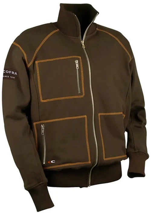 zafer uniformes y ropa de trabajo sudadera con bolsillo en el pecho y dos bolsillos bajo de la prenda marron